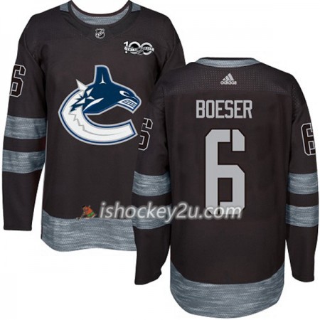 Mænd NHL Vancouver Canucks Trøje Brock Boeser 6 1917-2017 100th Anniversary Adidas Sort Authentic